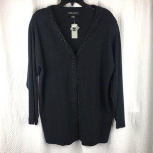 Lane Bryant Designs Collection Button Snap Front Cardigan Sweater Black NWT